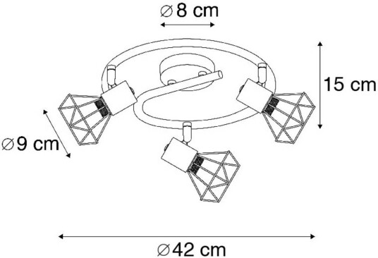 QAZQA Taklampe Mosh spiral 3 lyskilder svart
