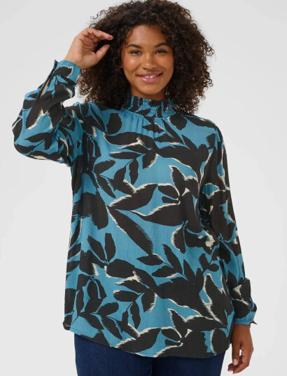 Kaffe Curve Kcami Ls Blouse Printed - Blue - 48