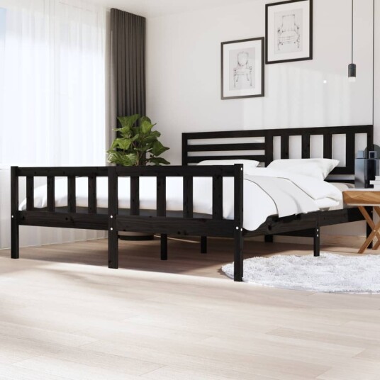 vidaXL Sengeramme svart heltre 200x200 cm vidaXL Sengeramme svart heltre 200x200 cm