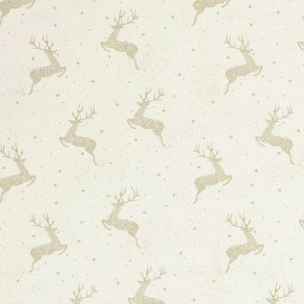 Balsløw Bomullspoplin Stoff 145cm 051 Beige med reinsdyr