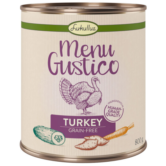 Lukullus Økonomipakke "Menu Gustico" 24 X 800 G Kalkun Med Søtpotet Squash Og Gulrøtter
