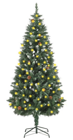 vidaXL Kunstig juletre med LED og furukongler 180 cm