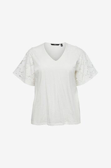 Vero Moda Curve   Topp vmcVilla SS V neck Jrs Cur   Hvit