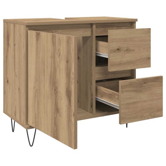Vidaxl Badeservantskap artisan eik 65x33x60 cm konstruert tre 857227