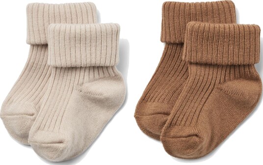 Wheat Ziggy Baby Sokker 2-Pakk Ull, Caramel, 16-18