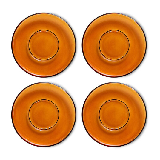 HK Living 70's glassware kaffefat Ø 10,6 cm 4-pakning Amber brown HK Living 70's glassware kaffefat Ø 10,6 cm 4-pakning Amber brown