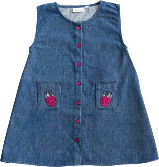 LouieLouie Rose Dress Denim RASPBERRY ON POCKET EMB 98 LouieLouie Rose Dress Denim RASPBERRY ON POCKET EMB 98