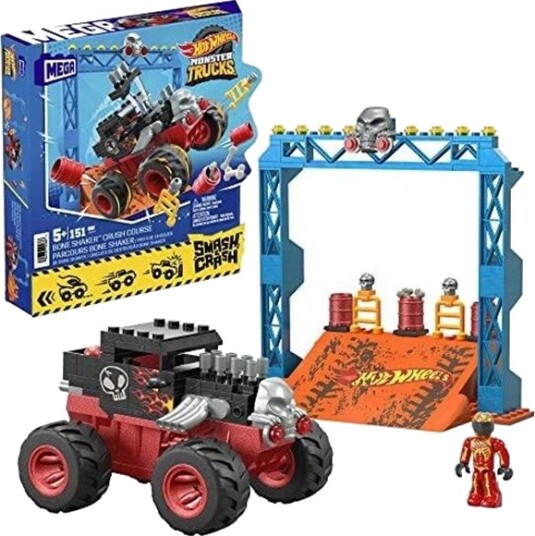 Hot Wheels MEGA Bone Shaker Crush Course Monster Truck Building Toy With 1 Figure 151 Pieces Hot Wheels MEGA Bone Shaker Crush Course Monster Truck Building Toy With 1 Figure 151 Pieces