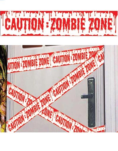 Caution Zombie Zone Sperrebånd i Plast 6 meter