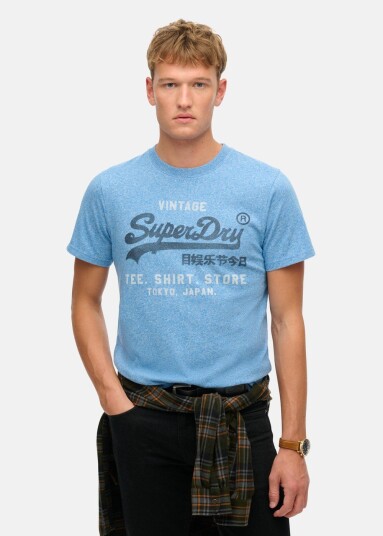 Superdry Vl Classic Relaxed Tee Fresh Blue Grit M T-Shirts Superdry Vl Classic Relaxed Tee Fresh Blue Grit M T-Shirts