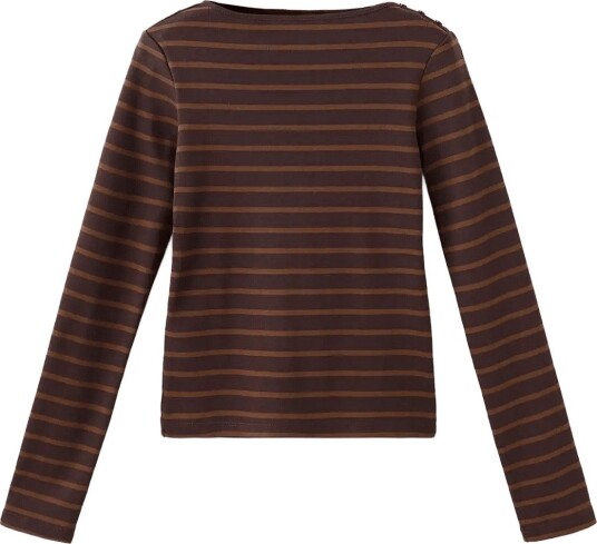 Mango Striped Cotton T Shirt Brown XL