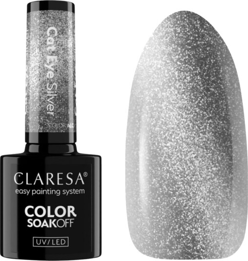 Claresa Hybrid Soak Off Nail Polish AlchemyCat Eye Silver 5ml