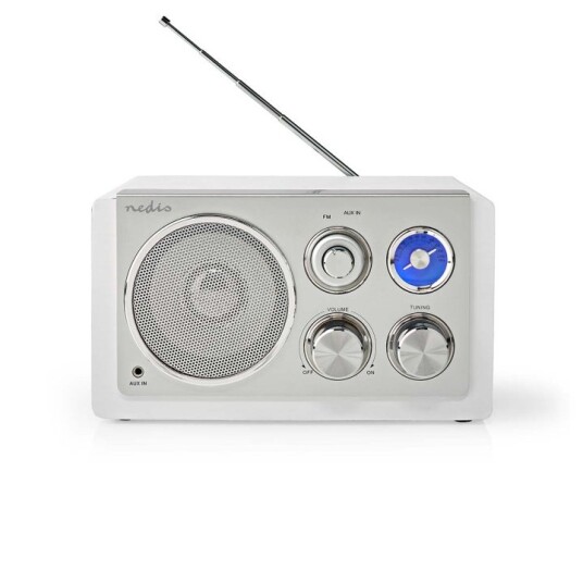 Nedis FM-radio | Bord design | FM | Nettstrøm drevet | Analog | 15 W | IP20 | Hvit Nedis FM-radio | Bord design | FM | Nettstrøm drevet | Analog | 15 W | IP20 | Hvit