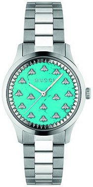 Gucci Dameklokke YA1265044 G Timeless Turkis/Stål Ø32 mm