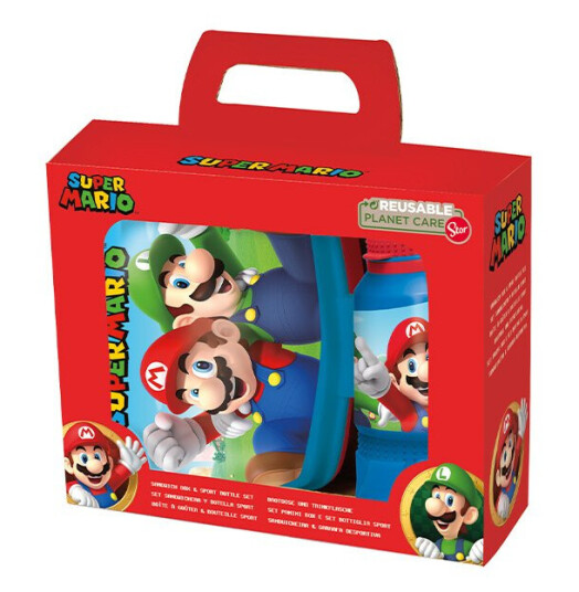 Super Mario Gavesett Matboks Og Drikkeflaske Super Mario Gavesett Matboks Og Drikkeflaske