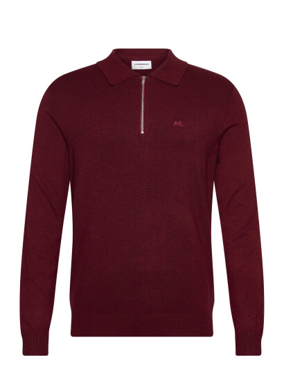 Lindbergh Ecovero L/S Zip Polo - Burgundy - S Lindbergh Ecovero L/S Zip Polo - Burgundy - S