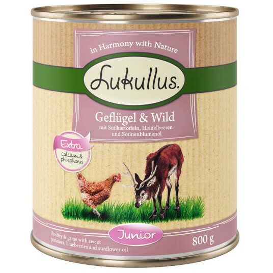 Lukullus Junior Fjærkre & Vilt (Kornfri) 6 X 800 G
