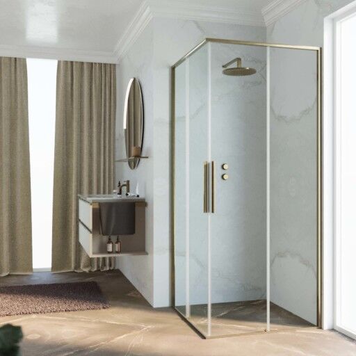 Novellini Riga A skyvedør høyre, 107,5-109 cm, klart glass, børstet bronse profil