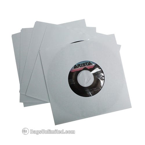 Bags Unlimited S7p 7 Tommer 45rPM Paper Record Sleeve Polylined 100 Stk Bags Unlimited S7p 7 Tommer 45rPM Paper Record Sleeve Polylined 100 Stk