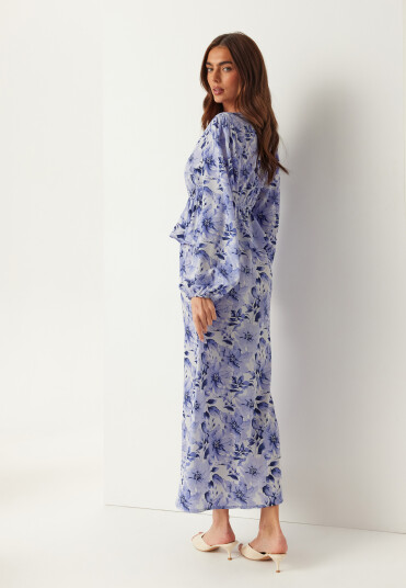 Bubbleroom V neck Flounce Maxi Dress