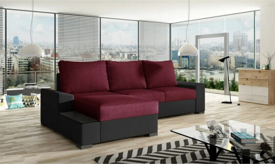 Seksjon Eltap Negro 245x165x90 cm Malmo 63 Soft 11 Rød Svart Venstre