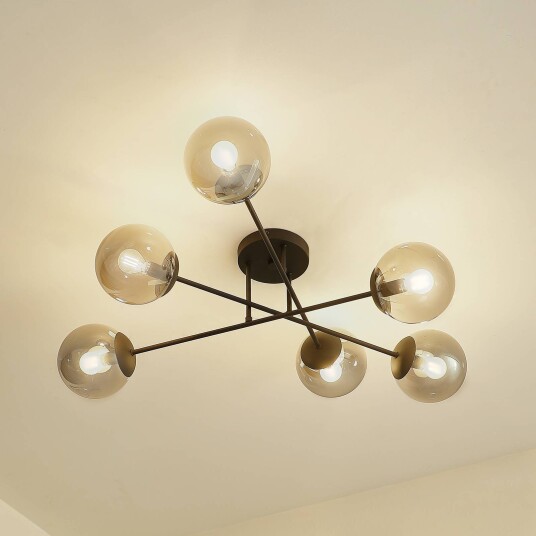 Lindby taklampe Isamer røykgrå Ø 80 cm kuleformet skjerm