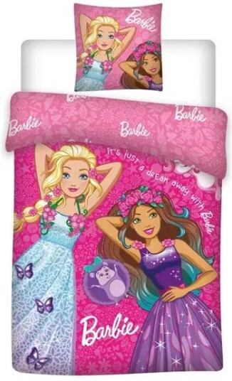 Licens Juniorsengetøy - 100x140 cm - Barbie juniorsengesett - 2 i 1 design - 100% bomull Licens Juniorsengetøy - 100x140 cm - Barbie juniorsengesett - 2 i 1 design - 100% bomull
