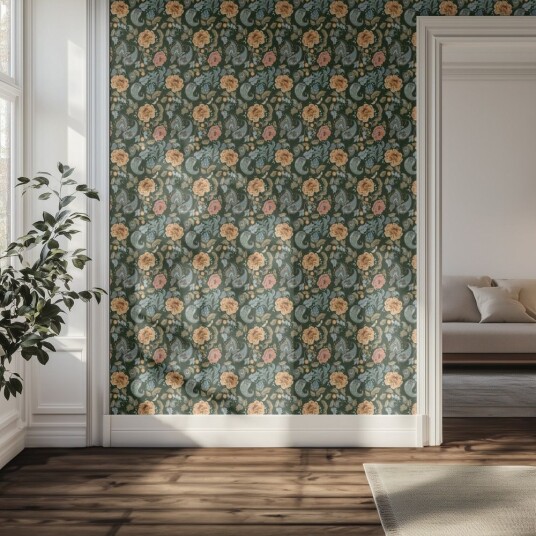 Tapet – Blomsterog rankemønster