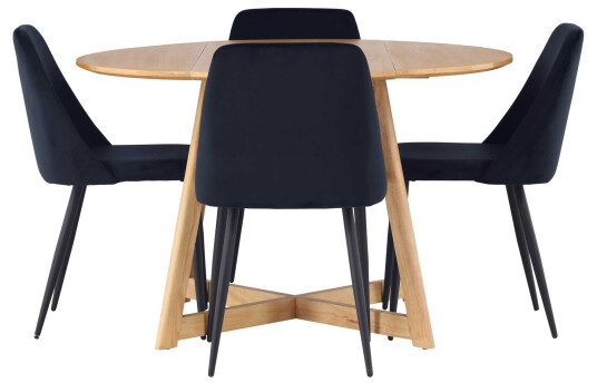 Venture Design Yadikon & Night spisegruppe Svart/brun 4 stoler & bord 120 cm