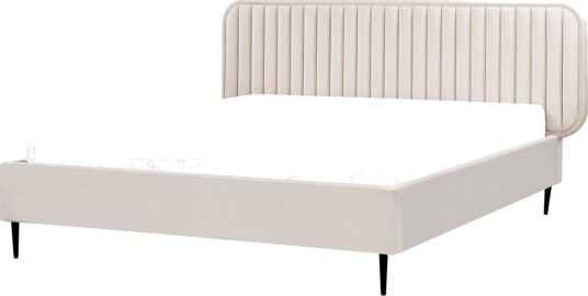 Dubbelsäng Beliani Brin med lamellram Beige Svart 140x200 cm Beige 160x200