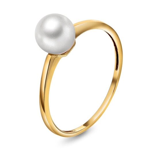 Pan Jewelry Ring i 585 gult gull med ferskvanssperle