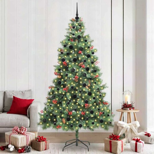  Kunstig juletre med LED  stripelys grønn 240 cm PVC og metall
