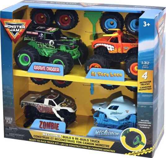 Monster Jam Mechanix 1:32 Build N Rebuild 4 Pk Gd Monster Jam Mechanix 1:32 Build N Rebuild 4 Pk Gd