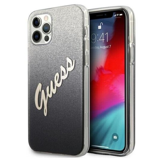 Guess Guhcp12lpcuglsbk Iphone 12 Pro Max 6,7" Czarny/Black Hardcase Glitter Gradient Script