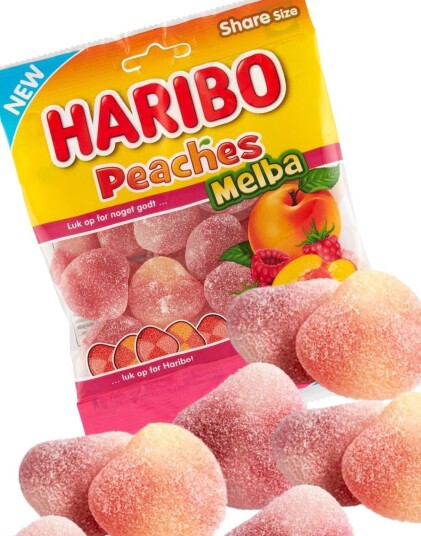 Haribo Peaches Melba Sukret Vingummi 80 gram