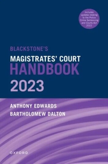 Blackstone'S Magistrates' Court Handbook 2023 Av Bartholomew Dalton, Anthony Edwards