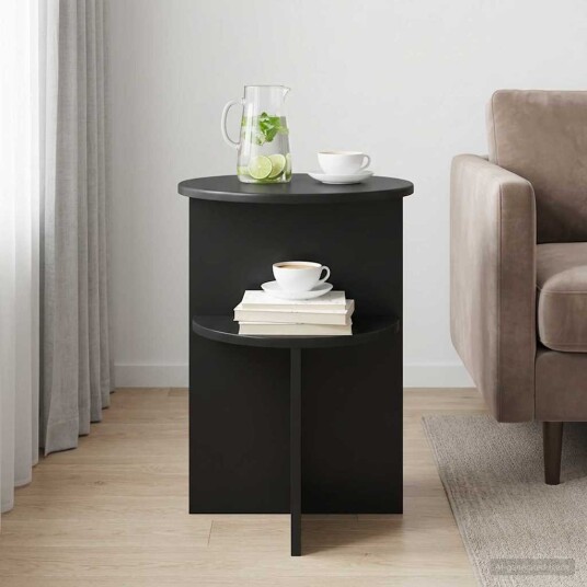 vidaXL Sidetabell med lagring Svart eik Ø 39,5 x 55 cm Konstruert tre vidaXL Sidetabell med lagring Svart eik Ø 39,5 x 55 cm Konstruert tre
