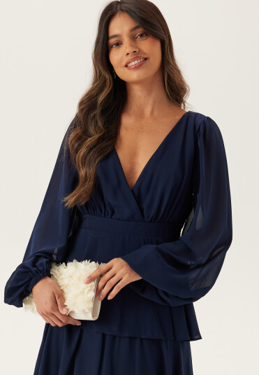 Goddiva Long Sleeve Tiered Maxi Dress Goddiva Long Sleeve Tiered Maxi Dress