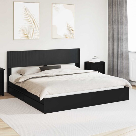 Sengramme med oppbevaring og hodegavl 3 pcs Konstruert tre Sengramme med oppbevaring og hodegavl 3 pcs Konstruert tre