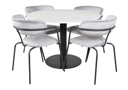 Spisegruppe Venture Home Estelle med 4 Aris Stoler Fløyel