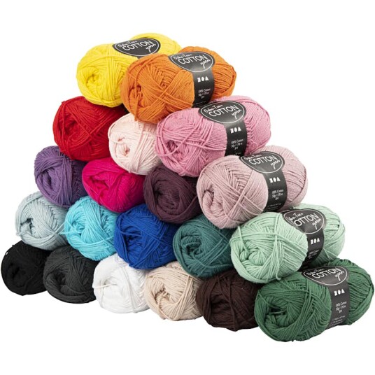 Creativ Company Bomullsgarn  Ass Farger Nr 8/4 170 m 20x50 G/1 Pk