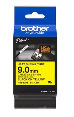 Brother Tape Varmekrympeslange 9mm Hse-621e Svart/gul