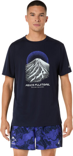 Asics Men"s Fujitrail Logo Short Sleeve Top Midnight/Cobalt Burst/Cool Grey S