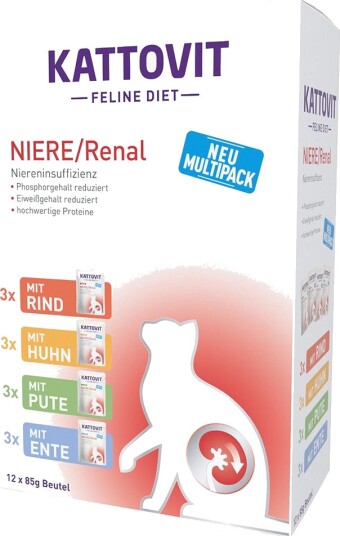 Kattovit Våtfôr Feline Nyre Renal Porsjonspose Mix 4 Sorter 24 X 85 G