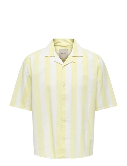 ONLY & SONS Onstes Rlx Ctn Slub Stripe Ss Shirt Yellow XS