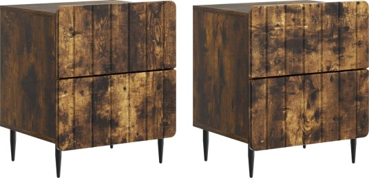  Nattbordskap 2 pcs Røkt Eik 43 x 34,5 x 49,5 cm Konstruert tre