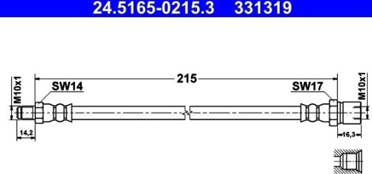 ATE 24.5165 0215.3 Bremseslange