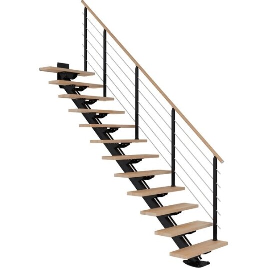 Dolle Sydney Rett Trapp Svart 9005 design oljet Bøk 75 11 Loddrett Høyde 222 270cm