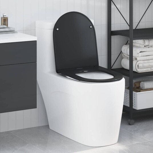  Rask Frigjøring Toalettsete Svart 44 X 36.4 3.4 Cm Duroplast