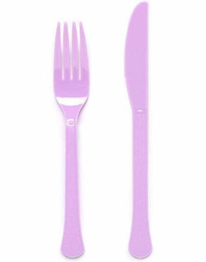 24 Delers Gjenbrukbart Lavendelrosa Plastbestikk